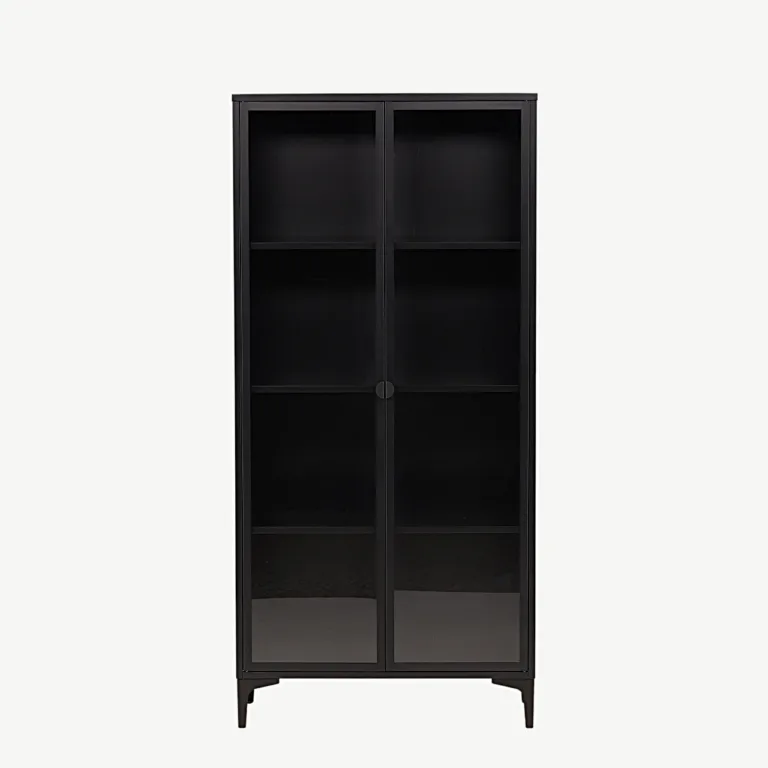 Must vitriinkapp Piring, pulbervärvitud terasest ja klaasiga, 90 × 190 cm - 15617-208