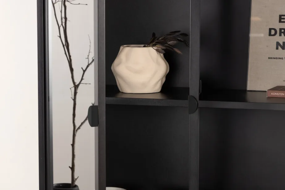 Must vitriinkapp Piring, pulbervärvitud terasest ja klaasiga, 90 × 190 cm, 15617-208 – 8