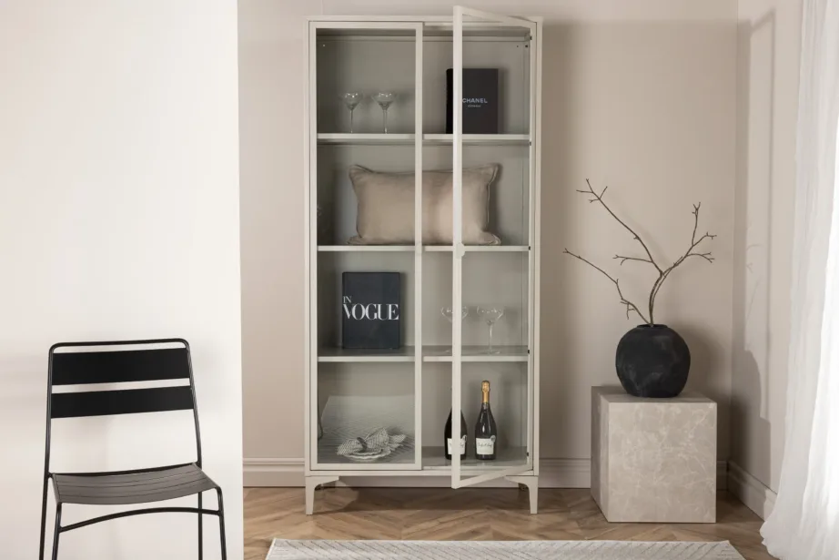 Beežist terasest vitriinkapp Piring klaasukse ja riiulitega, 90×190 cm, 15617-250 – 7