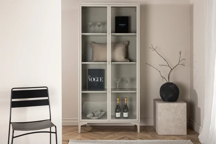 Beežist terasest vitriinkapp Piring klaasukse ja riiulitega, 90×190 cm, 15617-250 – 8