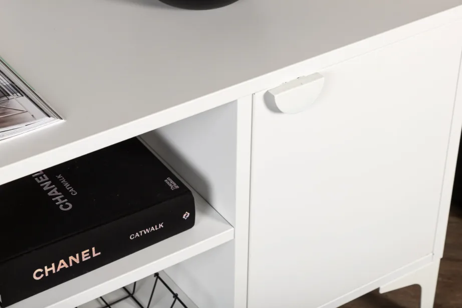 Valgest terasest telerialus Piring, kahe riiuli ja avatud keskosaga, 15618-201 – 9