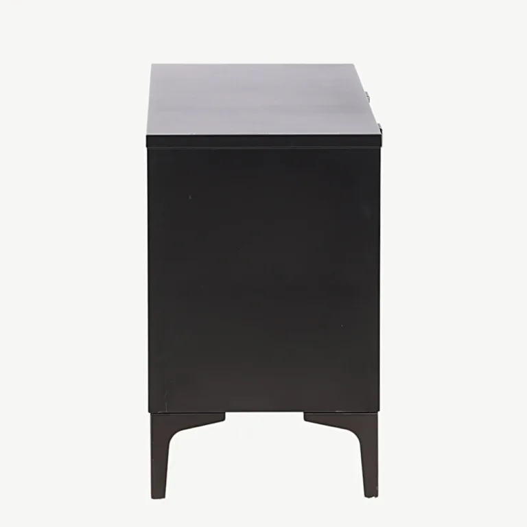 Mustast terasest TV-alus Piring (120 × 63 cm), avatud ja suletud panipaikadega - 15618-208