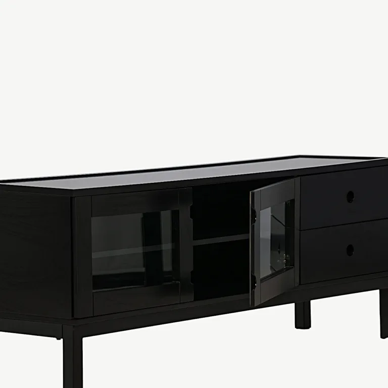 Must matt MDF kapilaud Alcoa klaasuste ja sahtlitega - 15624-010