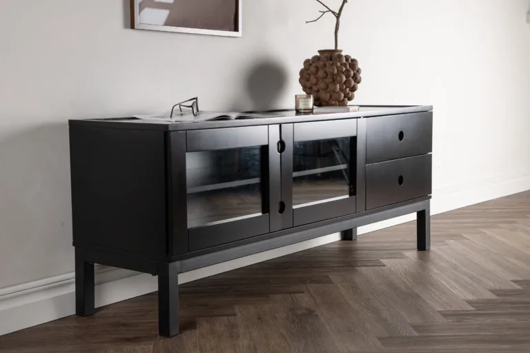 Must matt MDF kapilaud Alcoa klaasuste ja sahtlitega - 15624-010