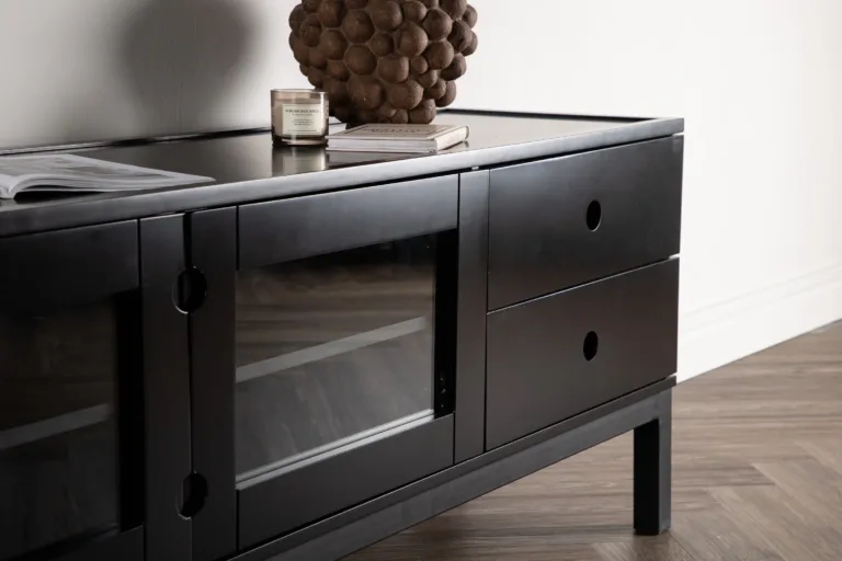 Must matt MDF kapilaud Alcoa klaasuste ja sahtlitega - 15624-010