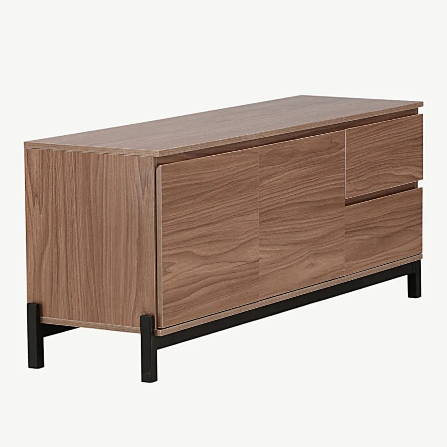 Corpus kummut – pähklipruun MDF, mustad metalljalad, 2 kappi ja 2 sahtlit, 15624-080 – 3