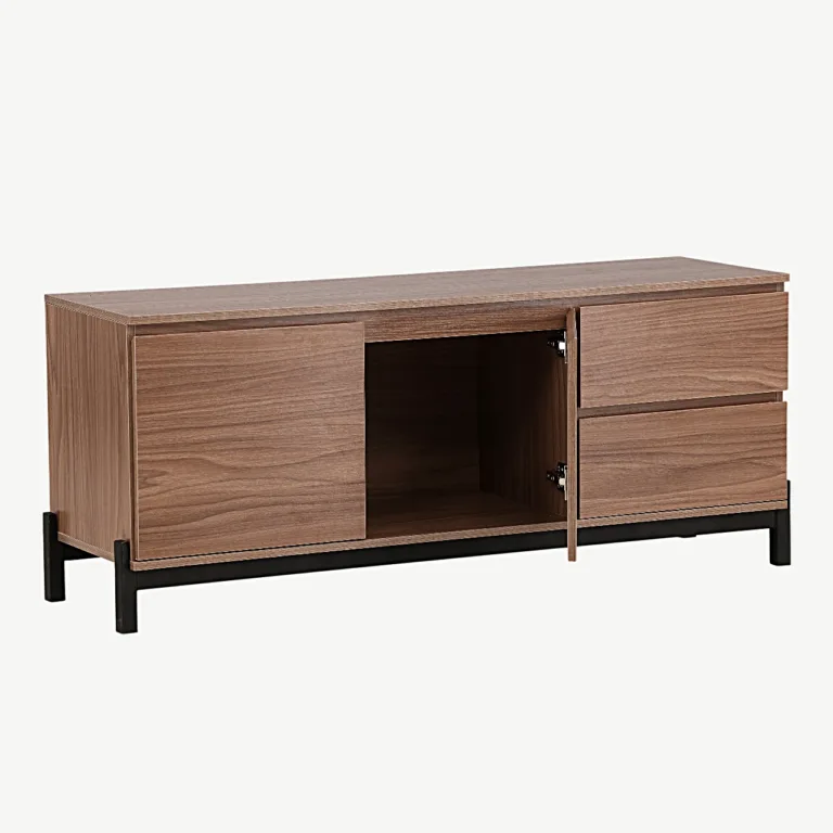 Corpus kummut – pähklipruun MDF, mustad metalljalad, 2 kappi ja 2 sahtlit - 15624-080