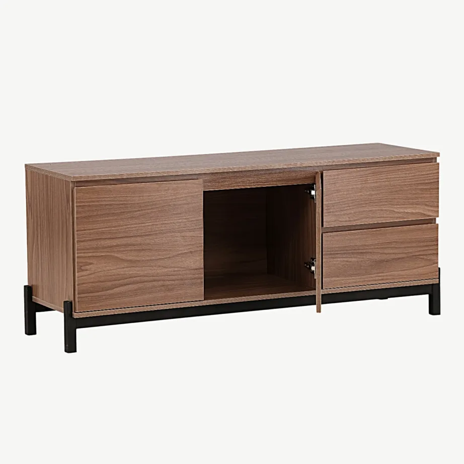 Corpus kummut – pähklipruun MDF, mustad metalljalad, 2 kappi ja 2 sahtlit, 15624-080 – 4