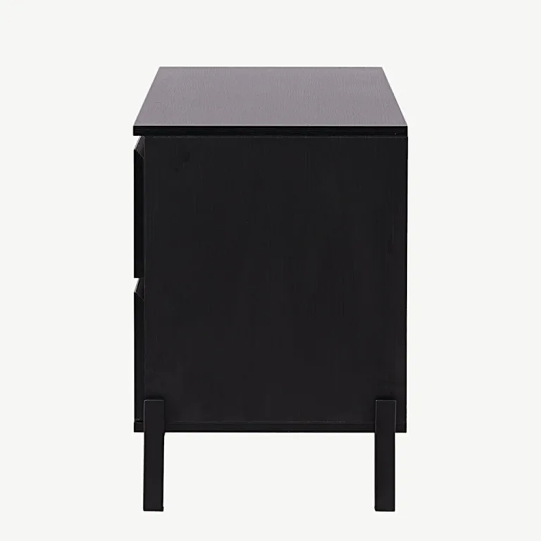Must MDF-ist TV-alus ja kummut Corpus kollektsioonist (2 ust, 2 sahtlit, terasest jalad) - 15624-081