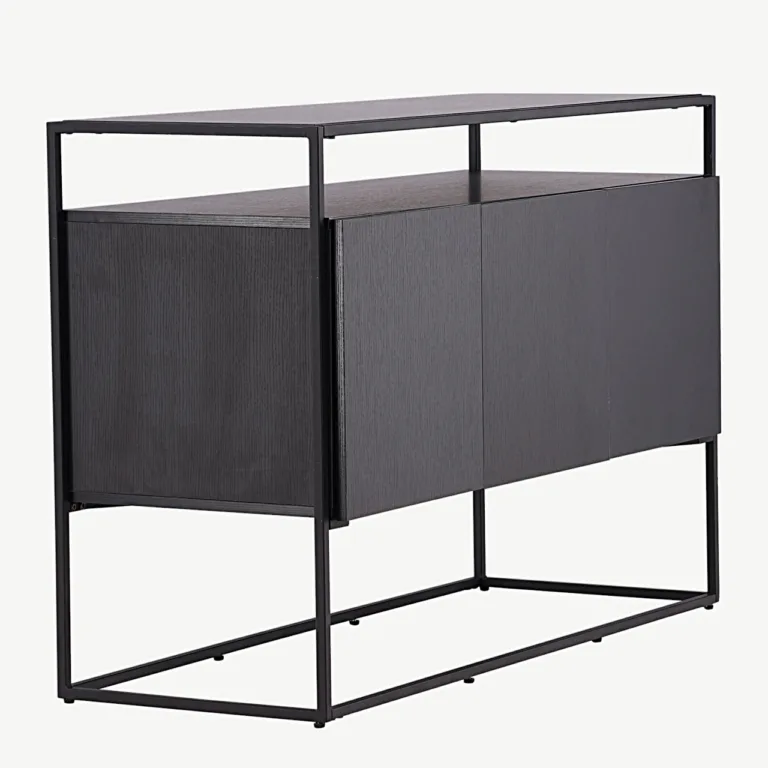 Must metallraamiga kapp Kingsport, 3 riiulit (MDF, teras) - 15624-101