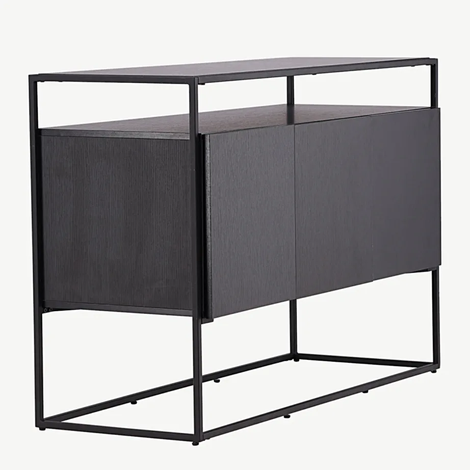 Must metallraamiga kapp Kingsport, 3 riiulit (MDF, teras), 15624-101 – 3