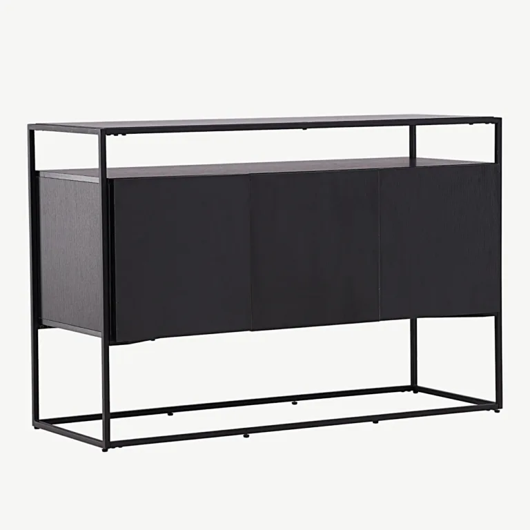 Must metallraamiga kapp Kingsport, 3 riiulit (MDF, teras) - 15624-101