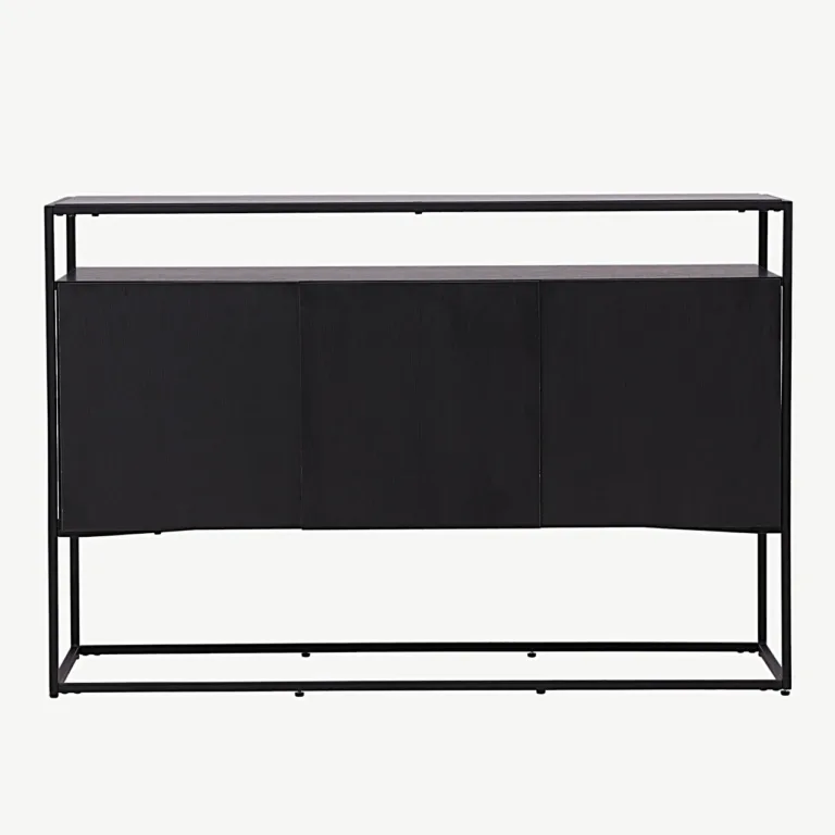Must metallraamiga kapp Kingsport, 3 riiulit (MDF, teras) - 15624-101