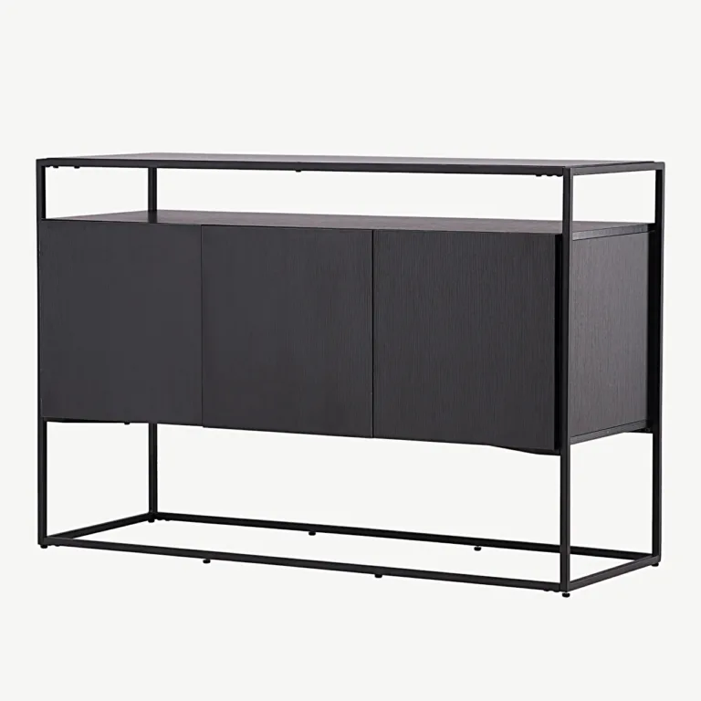 Must metallraamiga kapp Kingsport, 3 riiulit (MDF, teras) - 15624-101