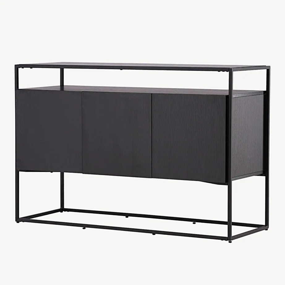 Must metallraamiga kapp Kingsport, 3 riiulit (MDF, teras), 15624-101