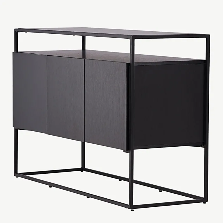 Must metallraamiga kapp Kingsport, 3 riiulit (MDF, teras) - 15624-101