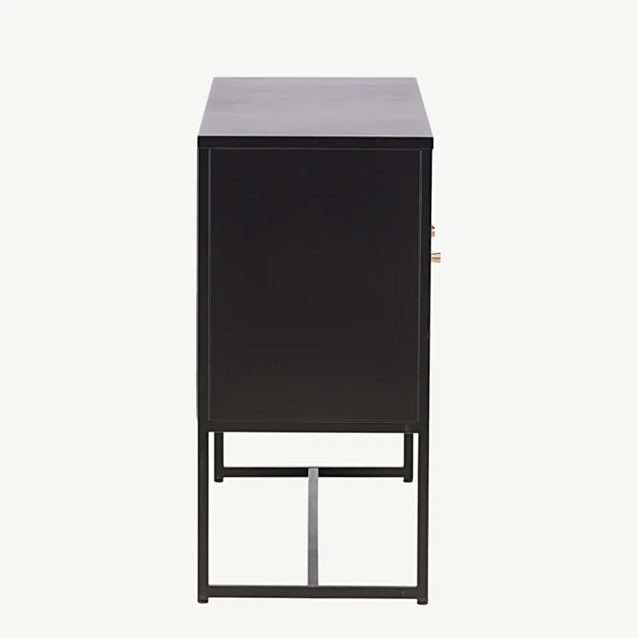 Industriaalstiilis mustast terasest kapp Malla (2 riiulit, võrega uksed), 15624-208 – 2