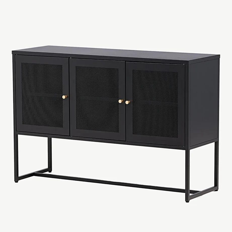 Industriaalstiilis mustast terasest kapp Malla (2 riiulit, võrega uksed), 15624-208 – 6