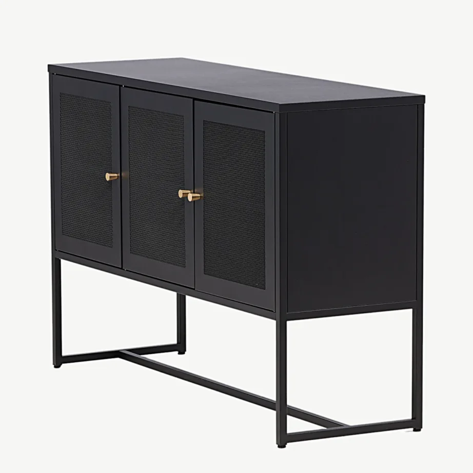 Industriaalstiilis mustast terasest kapp Malla (2 riiulit, võrega uksed), 15624-208 – 7