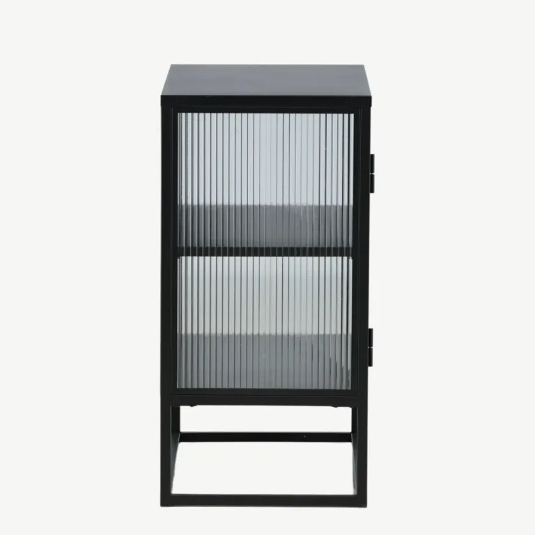 Mustast metallist klaasustega hoiukapp Garis messingudetailidega, 70x80 cm - 15632-208