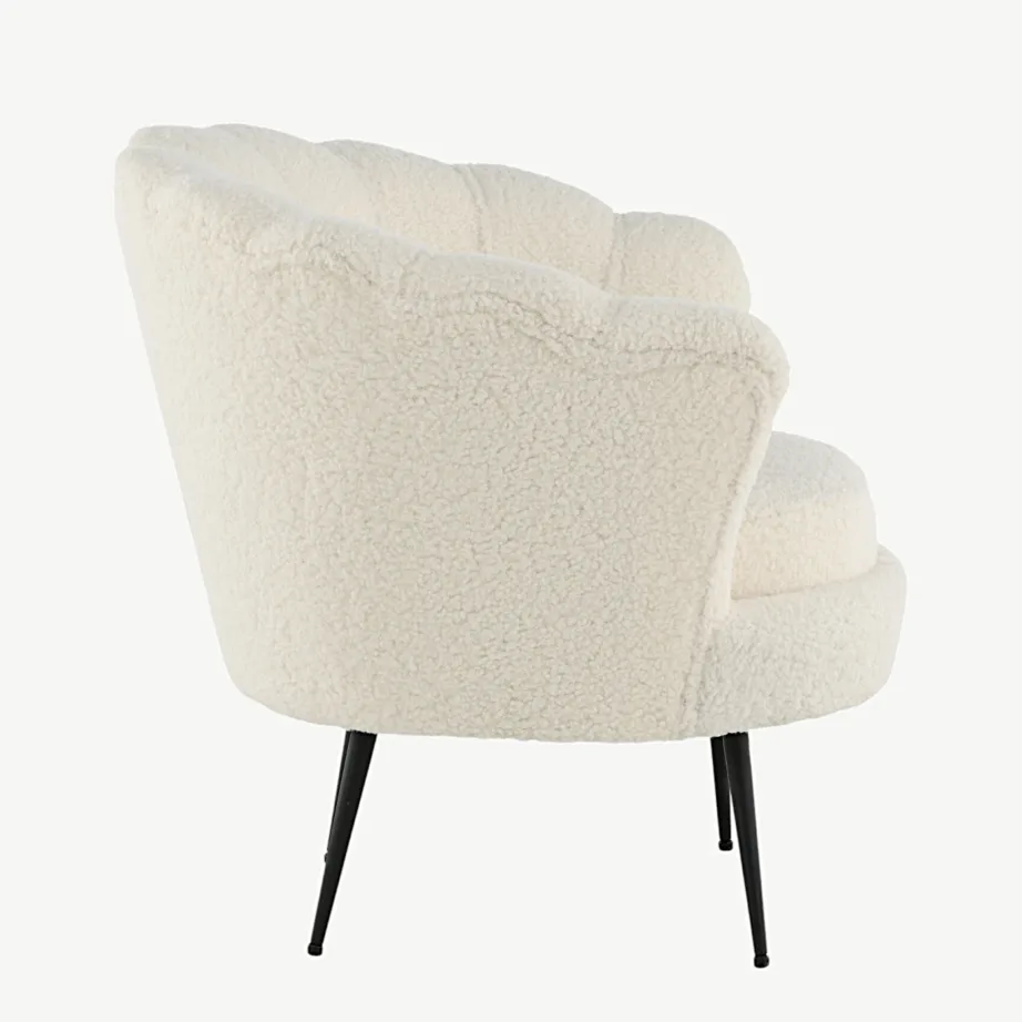 Valge bukleeriidest tugitool Calais mustade metalljalgadega, 15634-000 – 2