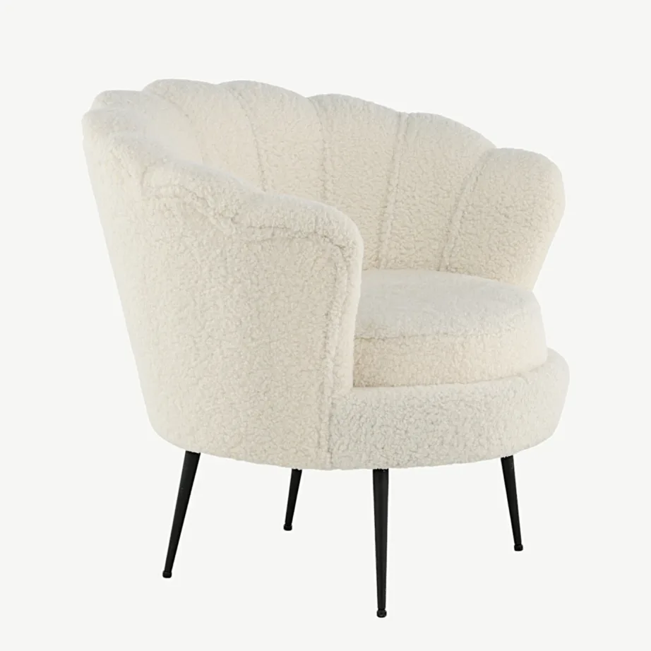 Valge bukleeriidest tugitool Calais mustade metalljalgadega, 15634-000 – 3