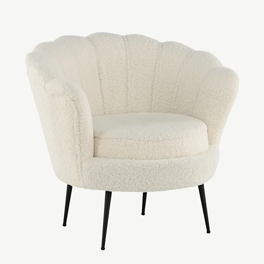 Valge bukleeriidest tugitool Calais mustade metalljalgadega, 15634-000 – 4