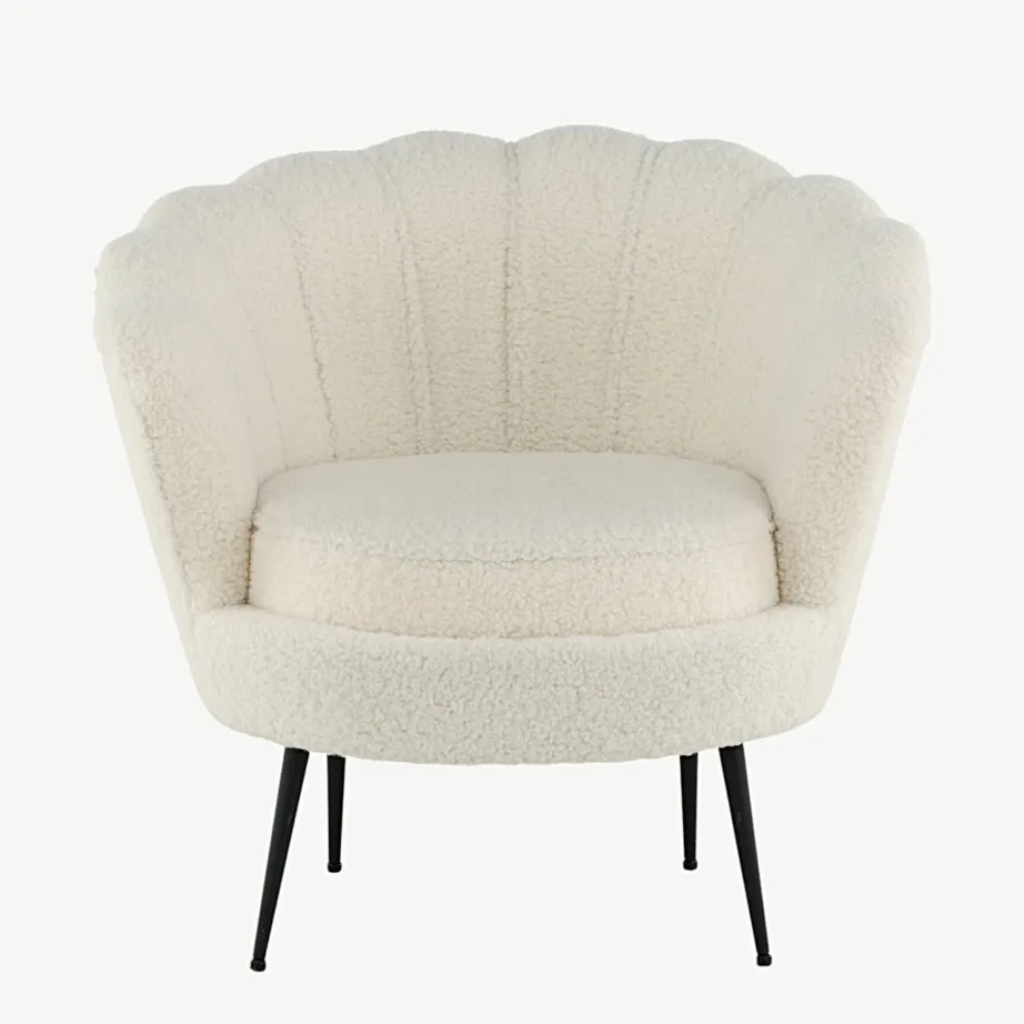 Valge bukleeriidest tugitool Calais mustade metalljalgadega, 15634-000 – 5