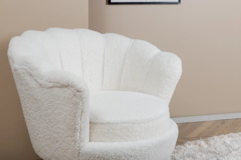 Valge bukleeriidest tugitool Calais mustade metalljalgadega, 15634-000 – 12