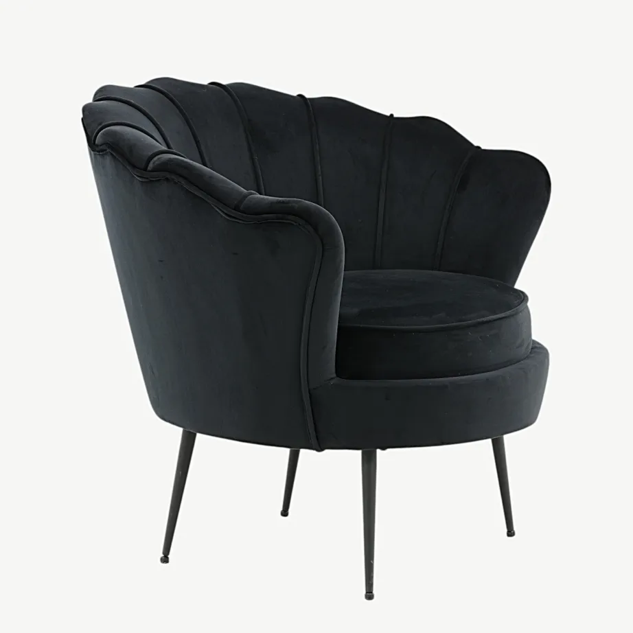 Mustast sametist tugitool Calais metalljalgadega, 15634-888 – 3