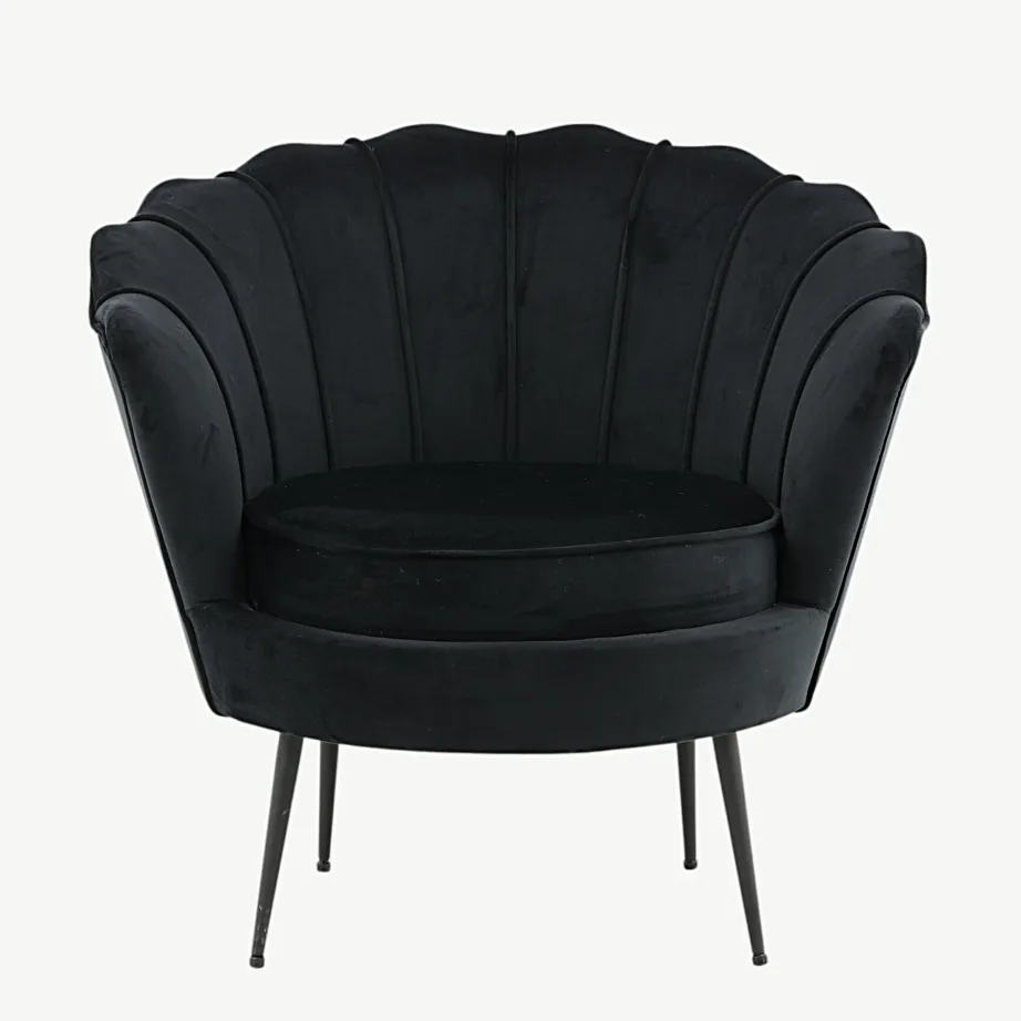 Mustast sametist tugitool Calais metalljalgadega, 15634-888 – 4