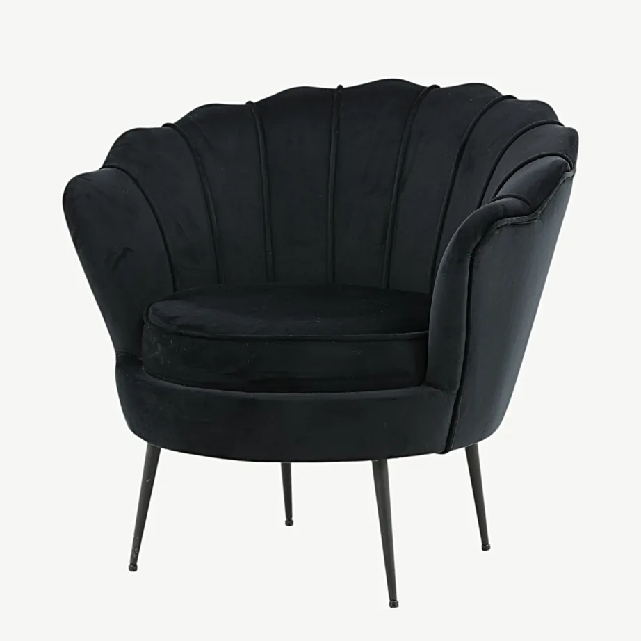 Mustast sametist tugitool Calais metalljalgadega, 15634-888 – 5