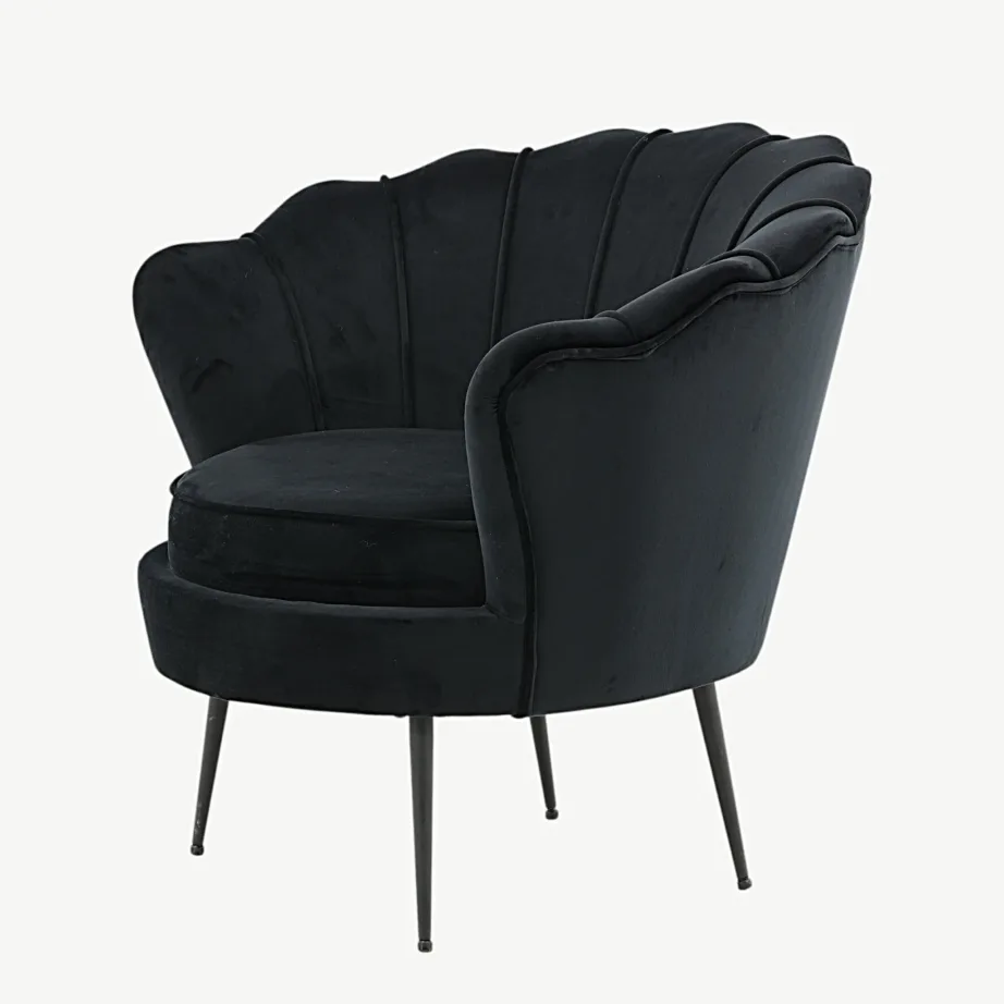 Mustast sametist tugitool Calais metalljalgadega, 15634-888 – 6