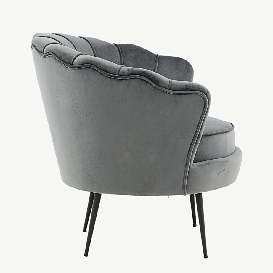 Tumehallist sametist Calais tugitool mustade terasjalgadega, 15634-955 – 2