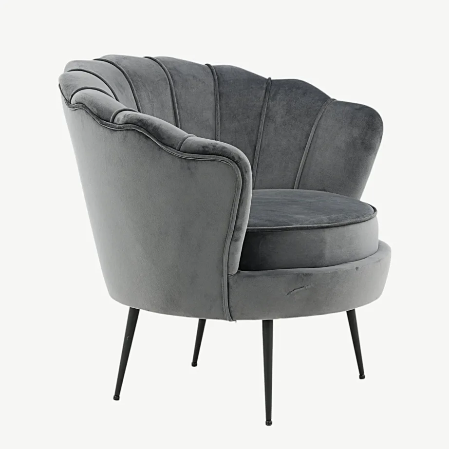 Tumehallist sametist Calais tugitool mustade terasjalgadega, 15634-955 – 3