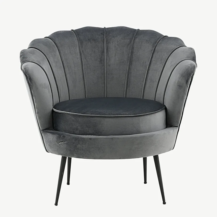 Tumehallist sametist Calais tugitool mustade terasjalgadega, 15634-955 – 4