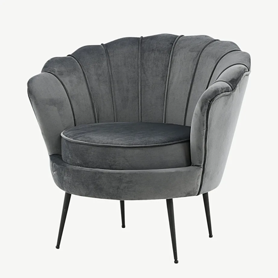 Tumehallist sametist Calais tugitool mustade terasjalgadega, 15634-955 – 5