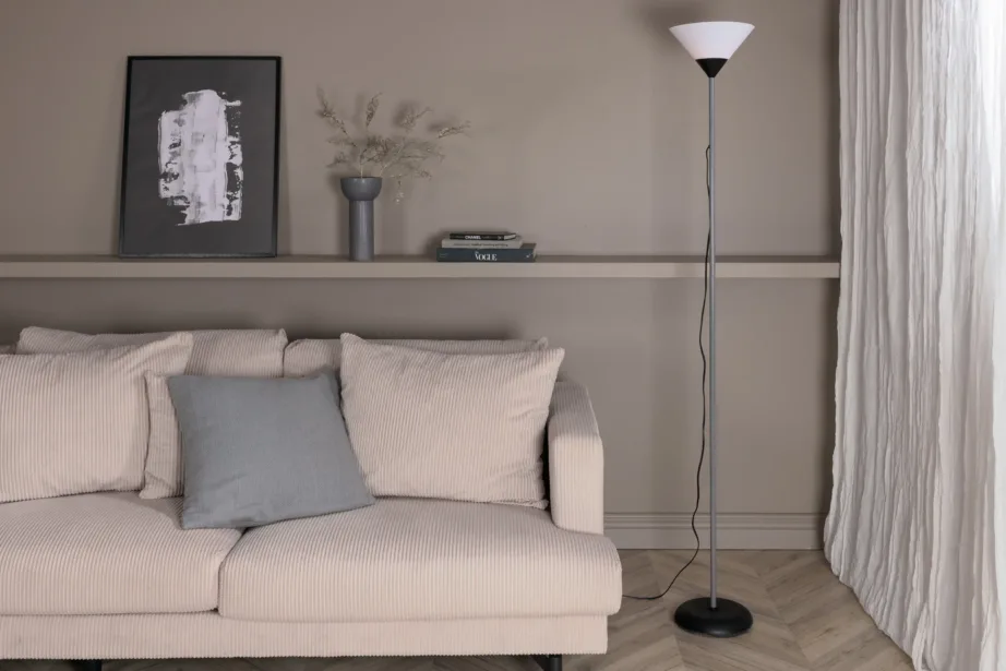 Põrandalamp Batang tumehall/valge (metalljalg, PVC kuppel), 15636-337 – 8