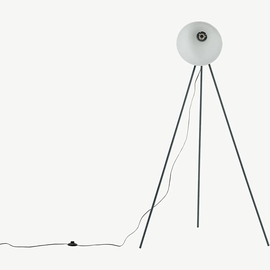 Tiv kolmjalgne tumehall põrandalamp mattvalge varjundiga, 15652-337 – 2