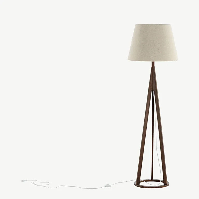 Klassikaline espresso-toonis puidust põrandalamp Kona, beeži linase varjundiga, 160 cm - 15667-420