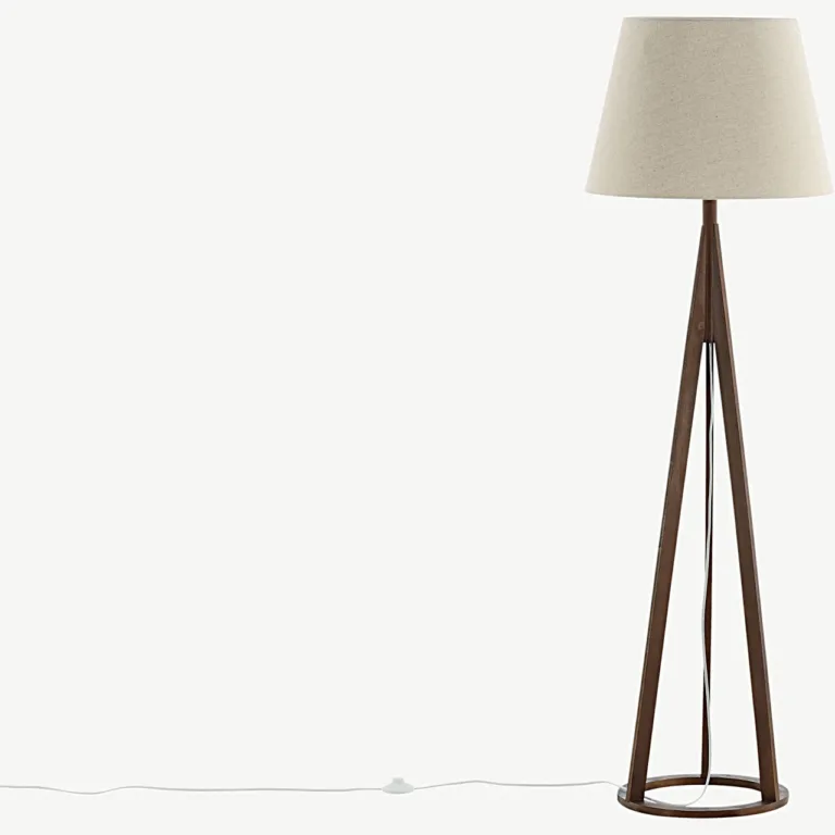 Klassikaline espresso-toonis puidust põrandalamp Kona, beeži linase varjundiga, 160 cm - 15667-420