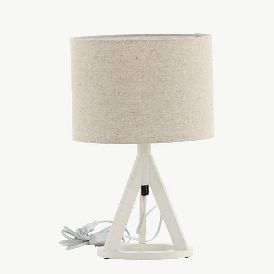 Valge kolmjalgne laualamp Kona beežist linase varjuga, 15668-400 – 6