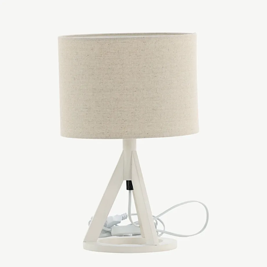 Valge kolmjalgne laualamp Kona beežist linase varjuga, 15668-400 – 7