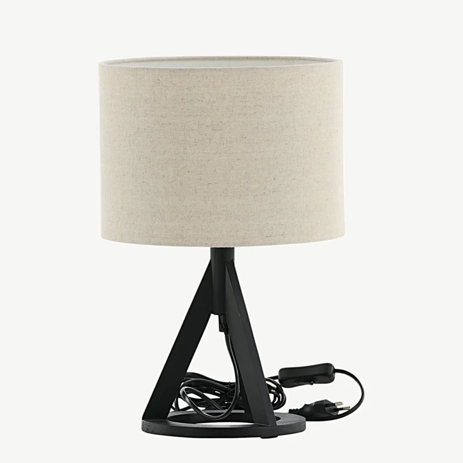 Kolmjalgne laualamp Kona – must alus ja beež linakangast kuppel, 15668-480 – 7