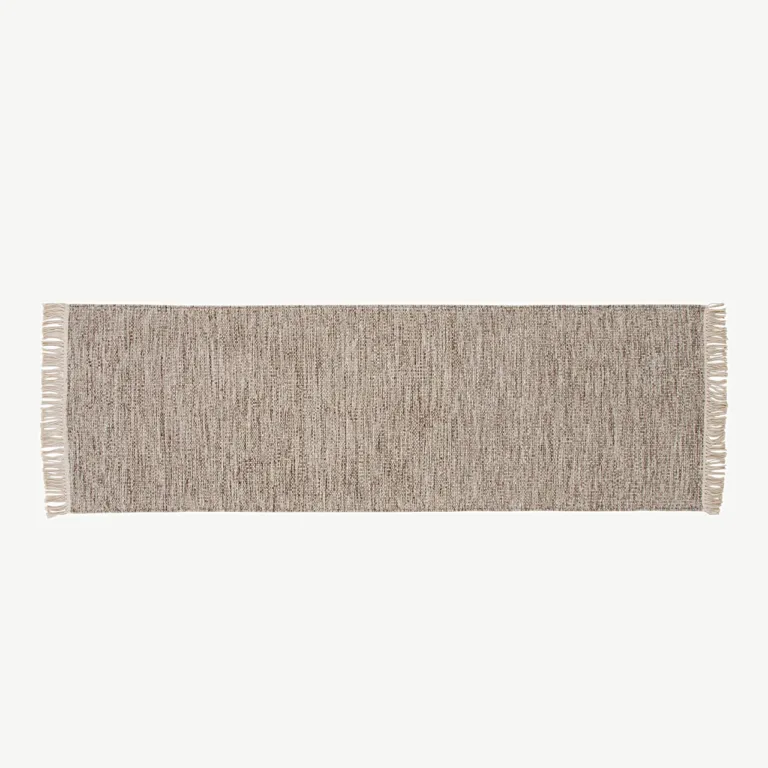 Beež käsitsi kootud villavaip Cyrus, narmastega, 80 × 250 cm - 15673-100