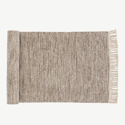Beež käsitsi kootud villavaip Cyrus, narmastega, 80 × 250 cm - 15673-100