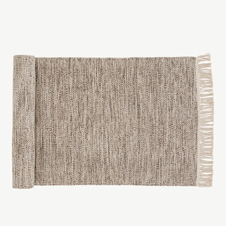 Beež käsitsi kootud villavaip Cyrus, narmastega, 80 × 250 cm - 15673-100