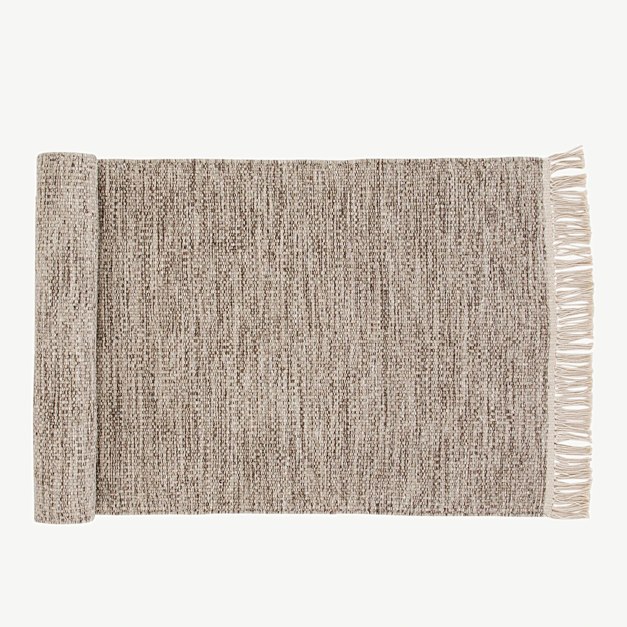 Beež käsitsi kootud villavaip Cyrus, narmastega, 80 × 250 cm - 15673-100