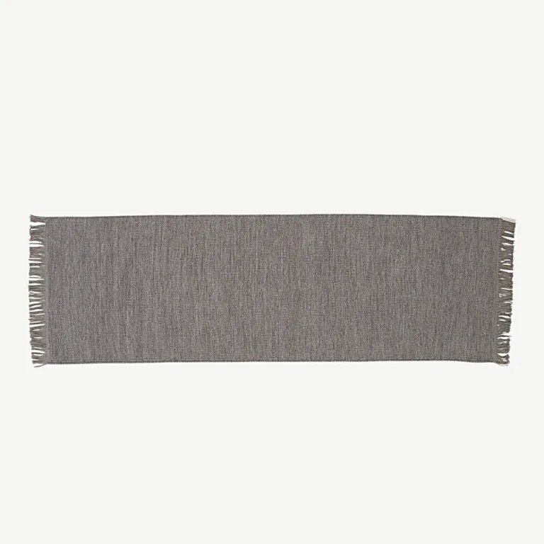 Käsitsi kootud hall villavaip Cyrus narmastega, 250 × 80 cm - 15673-105