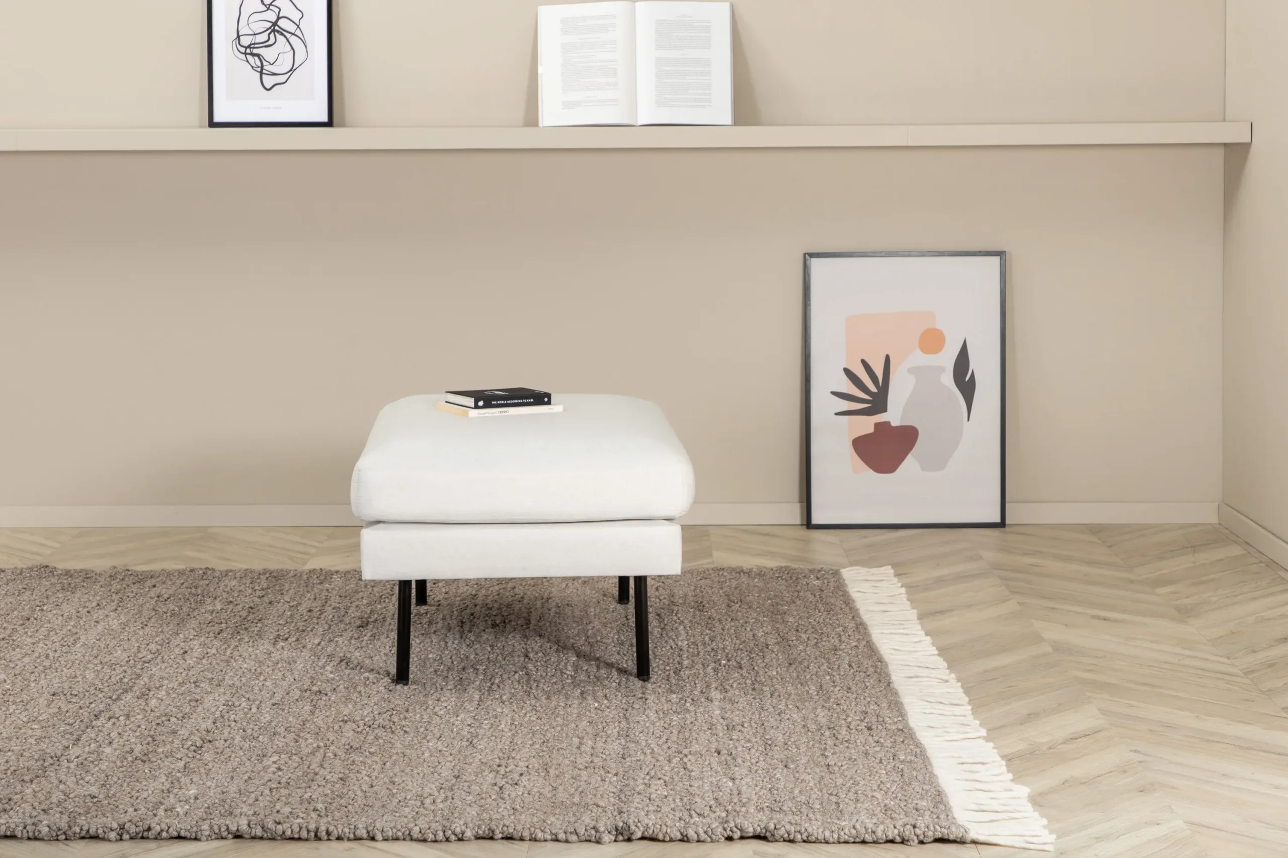 Betina käsitsi kootud pruun villavaip narmastega, 300 × 200 cm - 15679-170